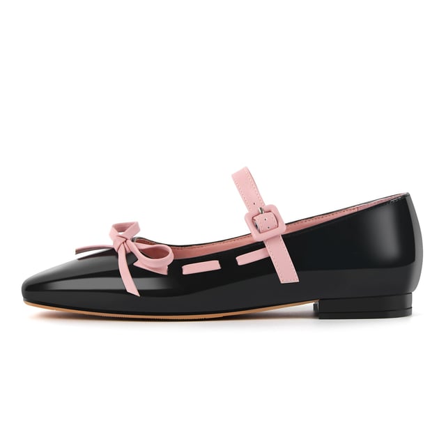 Bow Square Toe Mary Jane Ballet Flats