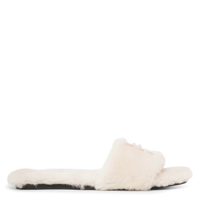 4G white fur flats