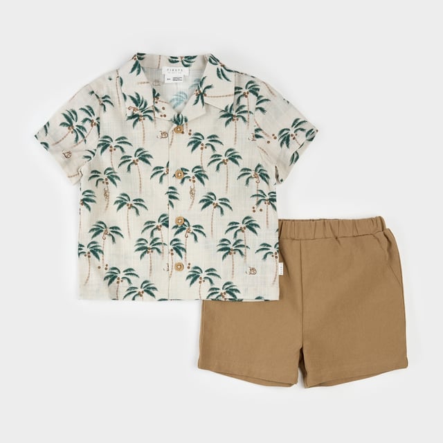 Ensemble chemise et shorts à imprimé palmiers