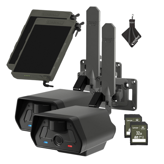 2-Pack Bundle with Solar Panels! Tactacam Defend Security Camera No Wi-Fi Needed, Cellular Connection