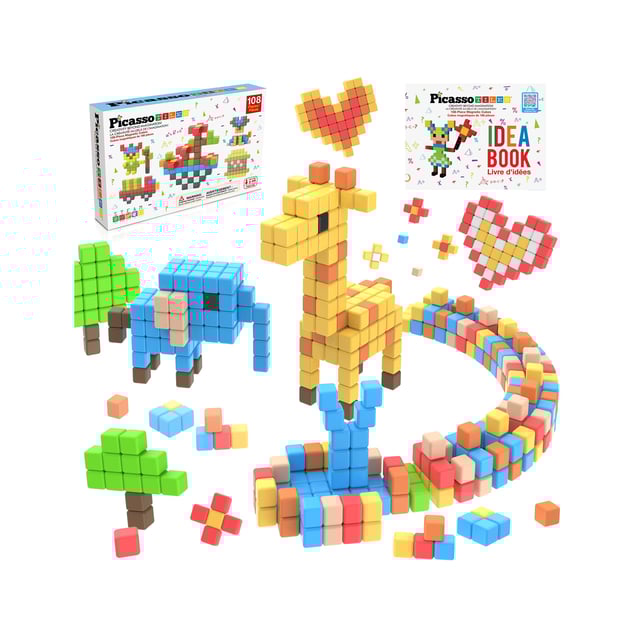 PicassoTiles 108pc Magnetic Puzzle Cubes Building Set