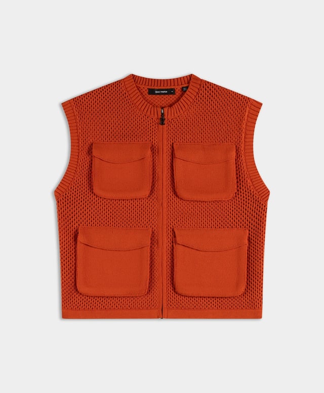 Red Clay Crochet Vest