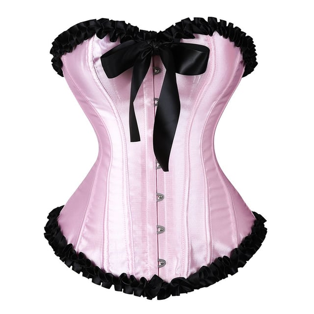 Women Sexy Corsets Lace Up Bustiers Vintage Overbust Tops Brocade Satin Corselet