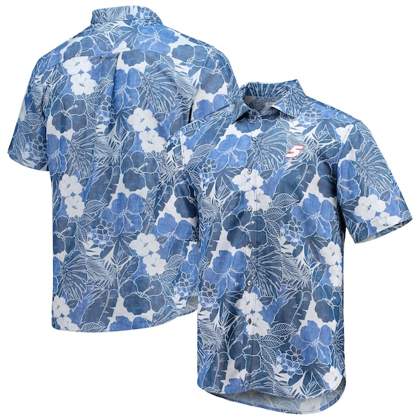 Men's Kyle Larson Tommy Bahama Blue Coconut Point Playa Flora Camp Button-Up Shirt