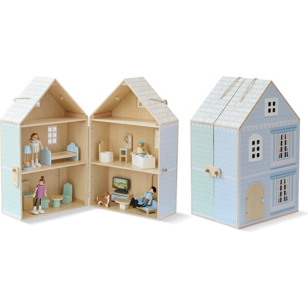 Olivia's Little World  The Lovely Townhouse Wooden Carry-On Dollhouse with 18 Accessories