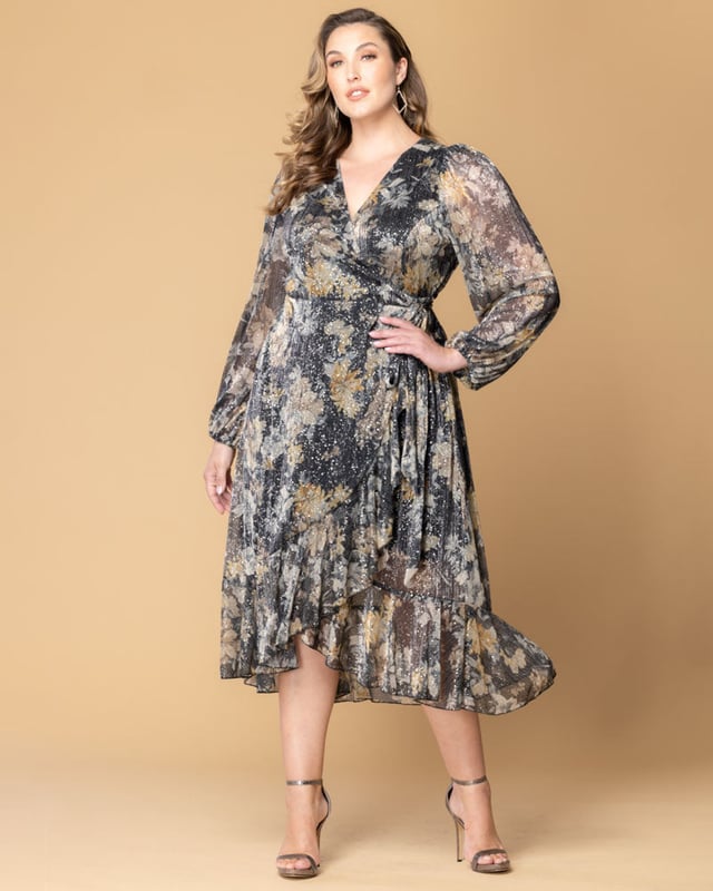 Clara Sparkling Long Sleeve Wrap Dress