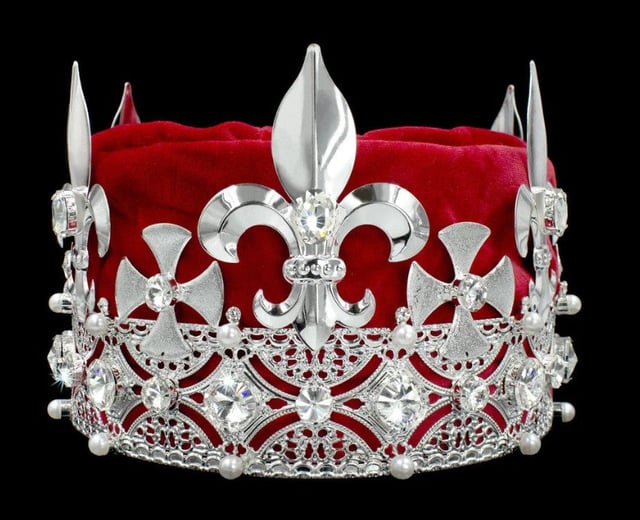 Men's King Round Crown Gold Red Velvet 5.5" tall