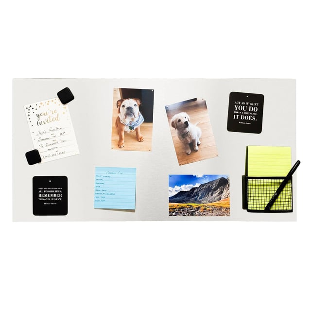 28 x 14 Inch Brushed Stainless Steel Magnetic Board, Frameless Metal Bulletin Board, Notice/Message Board