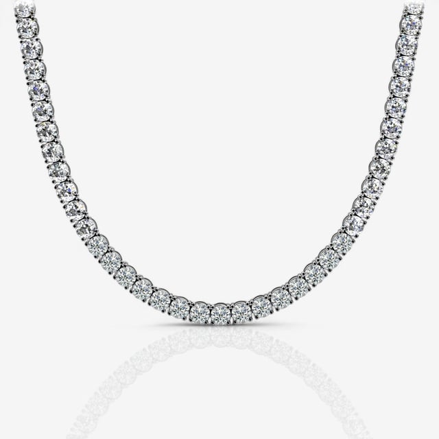 Four-Prong Lab Grown Diamond Riviera Tennis Necklace 18kt White Gold