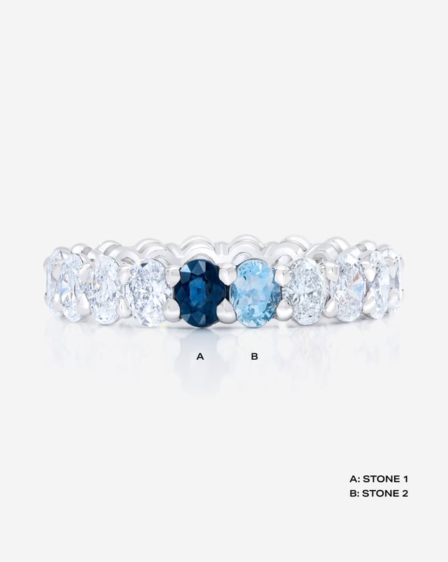 Lab Grown Oval Diamond and Birthstone Eternity Band