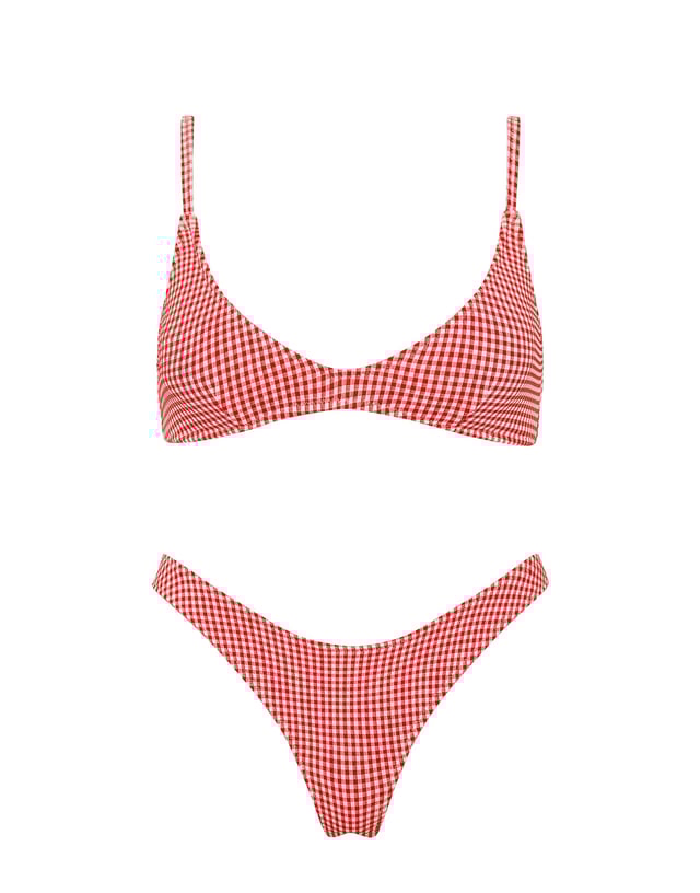 MAIA - PRON Red Gingham  Crop Bikini Set