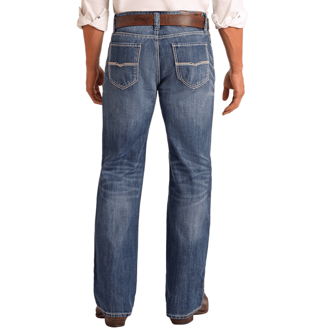 Relaxed Fit Medium Wash Straight Leg Jeans
