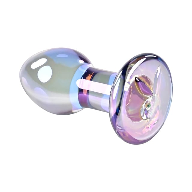 Playboy Jewels Glass Plug Iridescent Rabbit Head Detail