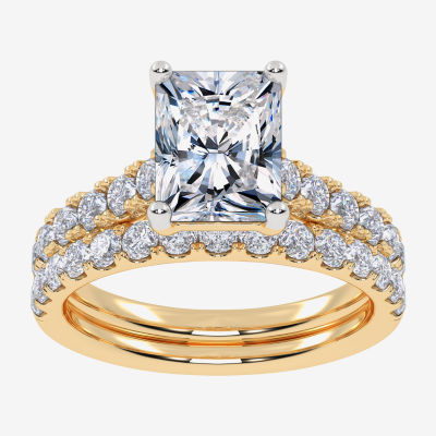 (G-H / Vs2-Si1) Womens 2 CT. T.W. Lab Grown White Diamond 14K Gold Side Stone Bridal Set