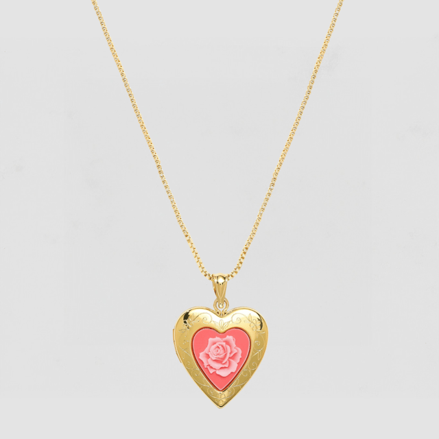 THE PINK ROSE PHOTO LOCKET NECKLACE