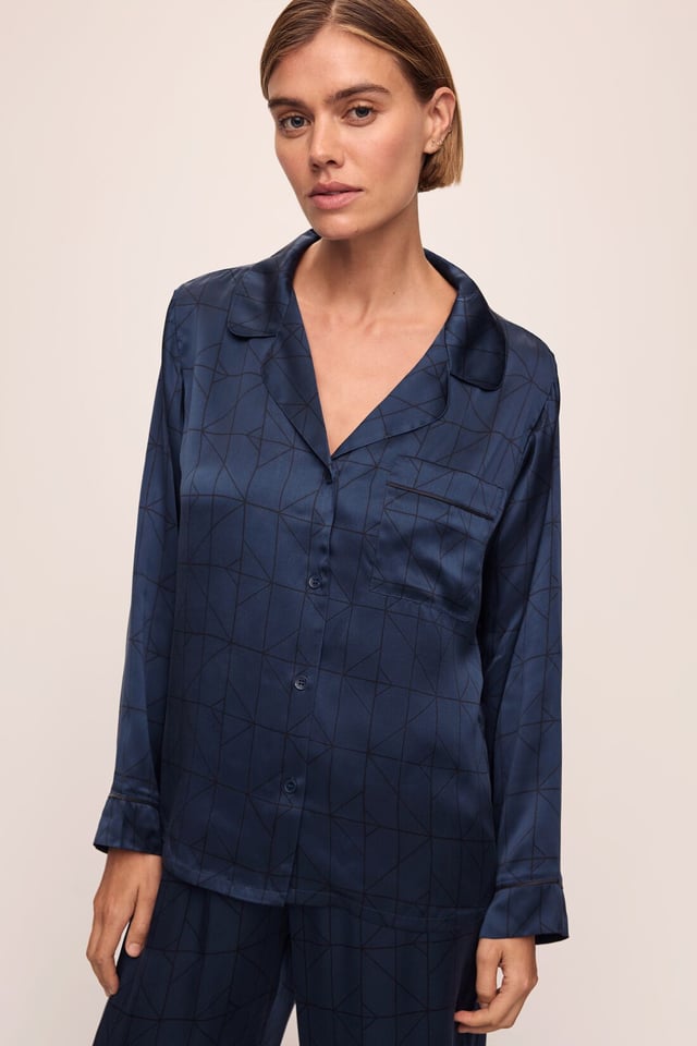 Inez Washable Silk Printed Long PJ Set