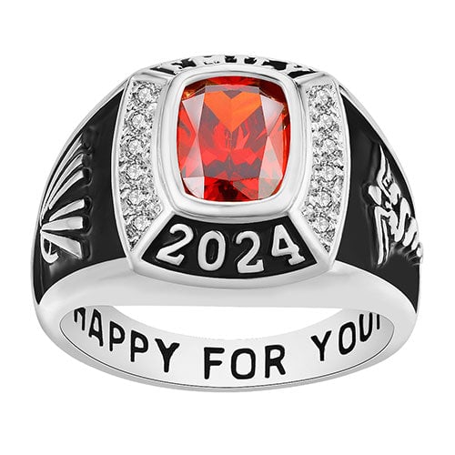 Women's Traditional CZ Square Birthstone Class Ring