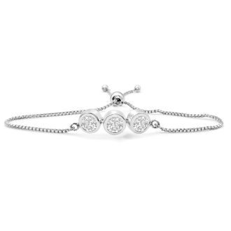 3 Carat Lab Grown Diamond Bolo Bracelet In Sterling Silver, Adjustable 6-9 Inches