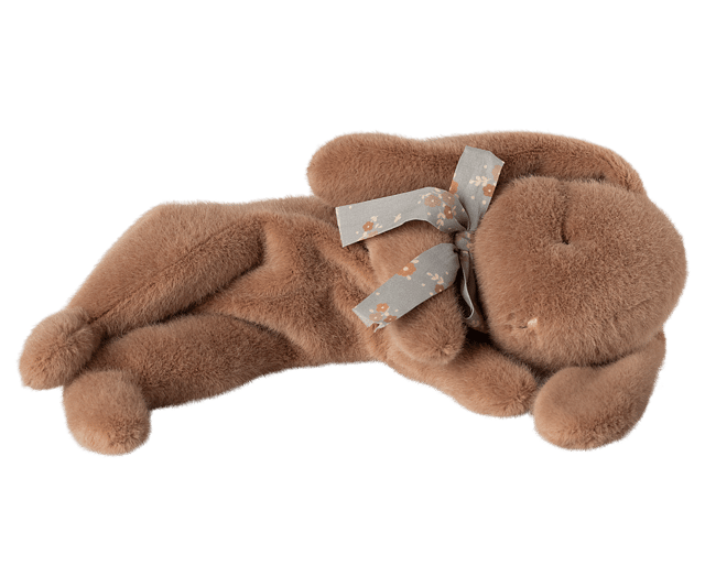 Sleeping bunny plush, Small - Soft brown