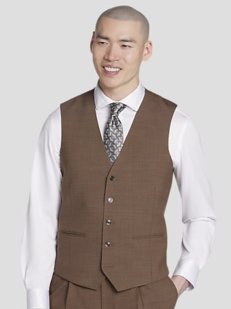 Slim Fit Wool Blend Sharkskin Suit Vest