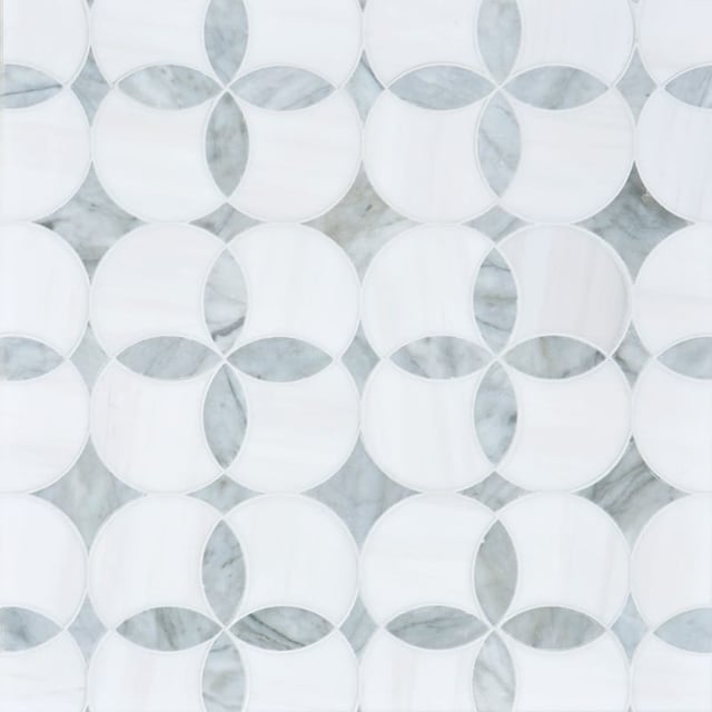 Avenza, Snow White Honed Constantine Marble Mosaic 13 5/8x13 5/8