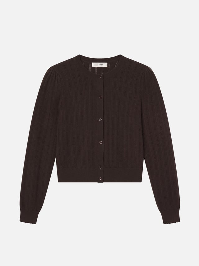 The Ladder Pointelle Cardi -- Coffee