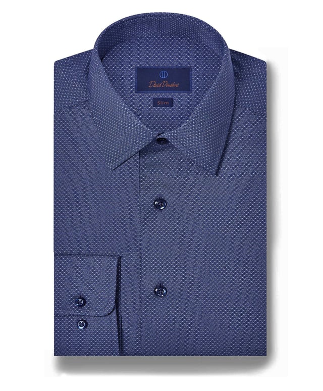 SBSP10010412 | Navy Geometric Dot Print Dress Shirt