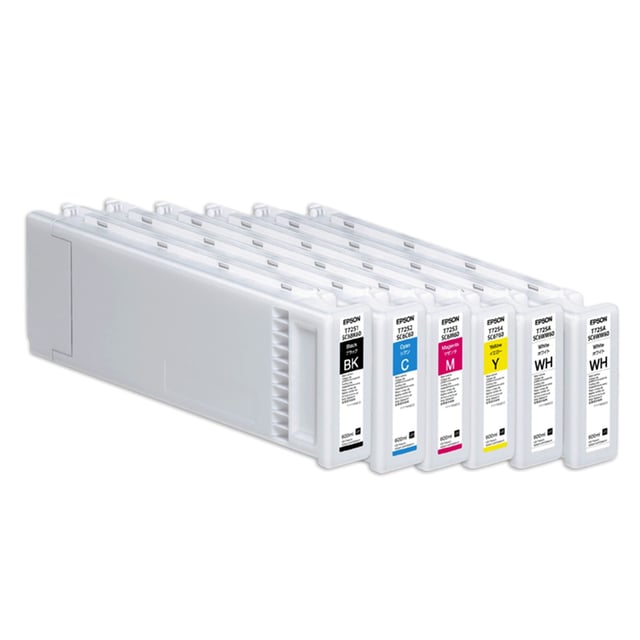 Epson SureColor F2100 DTG Printer Ink 600ml Full Set - CMYK + 2 White