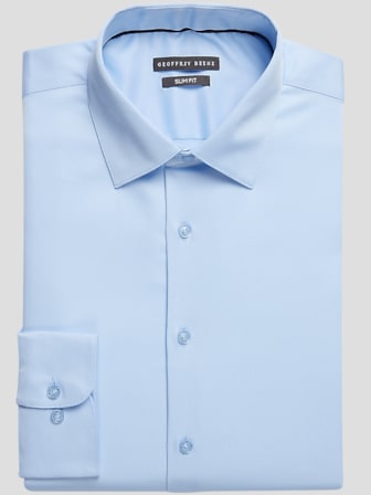 Slim Fit Cotton Blend Spread Collar Dress Shirt