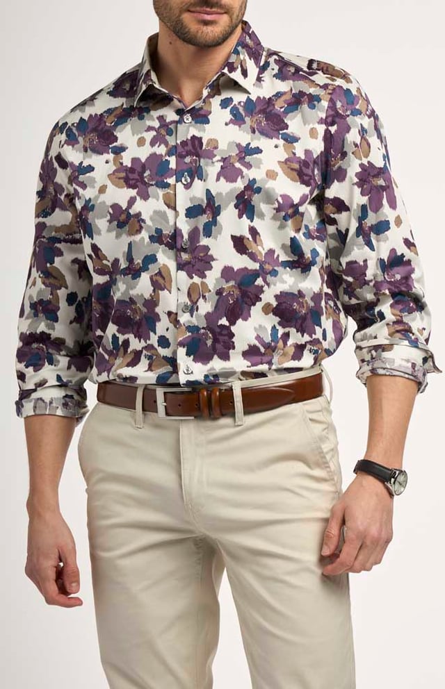 Perry Ellis Long-Sleeve Floral Print Shirt
