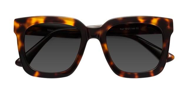 Tortoise Oversized Acetate Square Tinted Sunglasses with Gray Sunwear Lenses - Parr