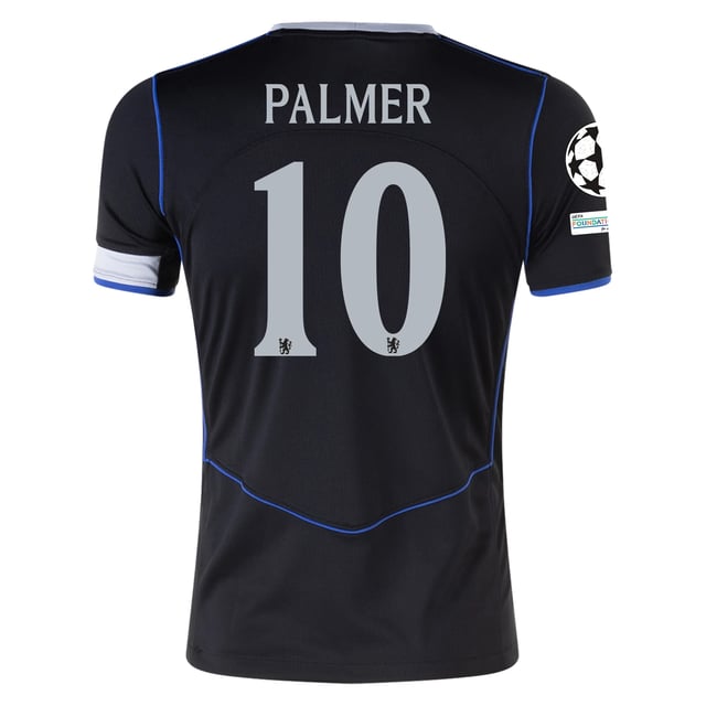 Nike Cole Palmer Chelsea T90 Authentic Third Jersey w/ Champions League & World Champions Patch 25/26 (Black/Silver)