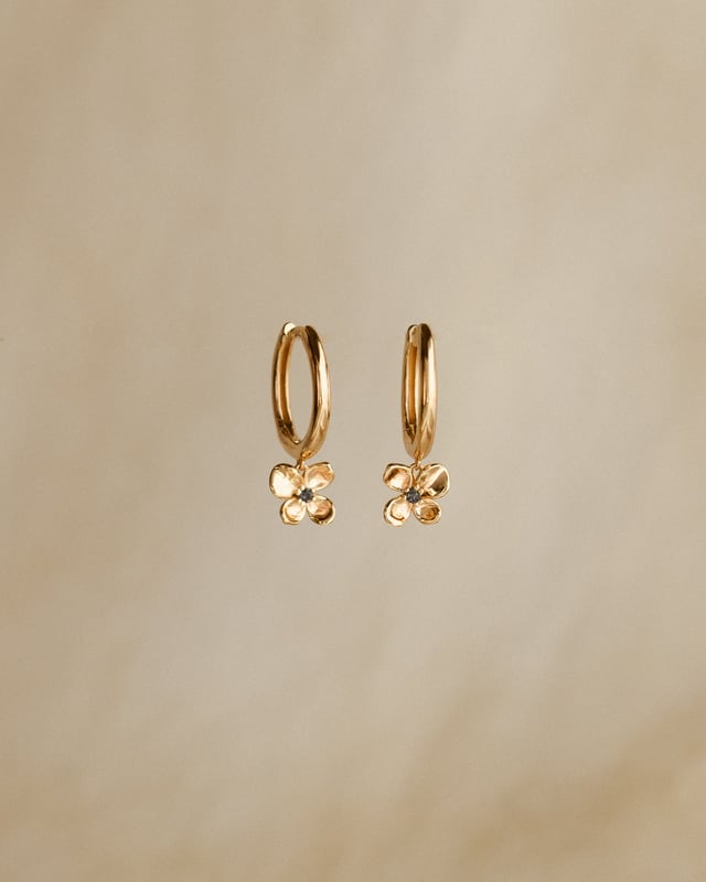 Midnight Blossom Charm Hoops