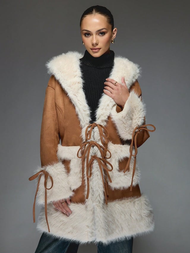 MISSGUIDED Plush Double Face Shearling Coat