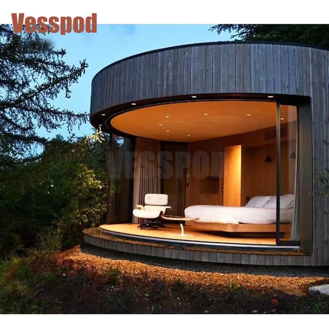 Vesspod Outdoor Custom Big Round House Quick Installation Circle House Homes Airbnb Villa Hotel Glamping Dome Wooden House Luxury Circle Frame Prefab House