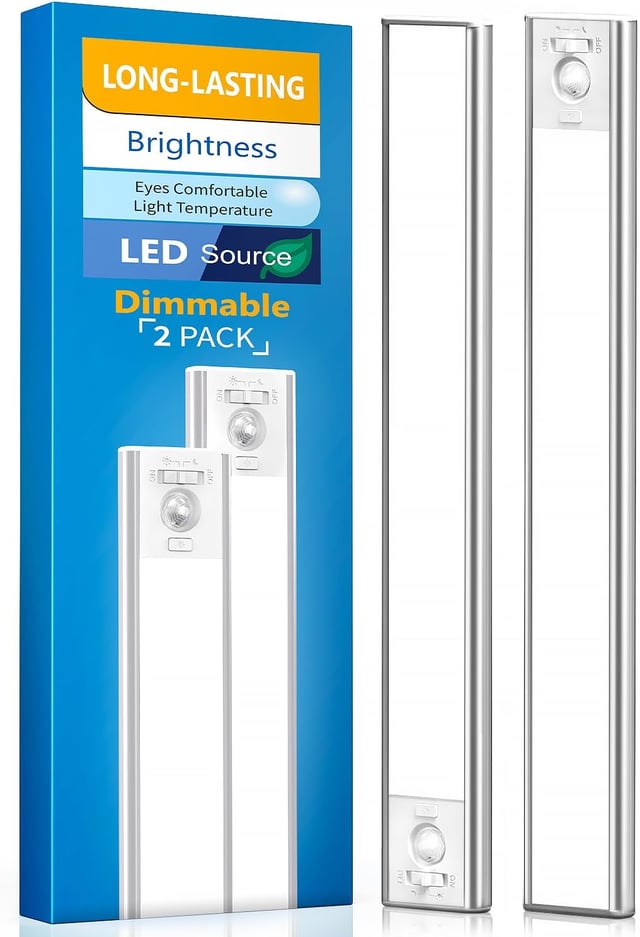 Didisky Under Cabinet Lighting, LED Motion Sensor Light Indoor, 2200mAh USB Rechargeable Closet Lights Battery Operated, Stick On Magne