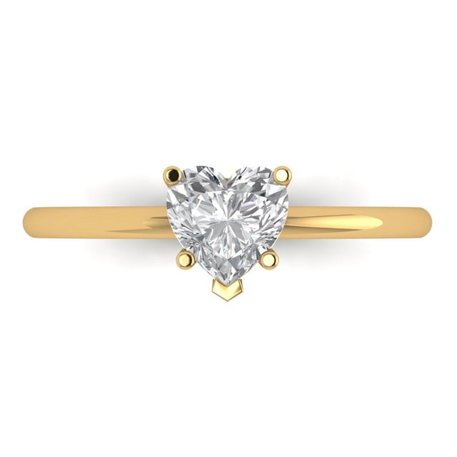 1 ct Brilliant Heart Cut Genuine Cultured Diamond Stone Clarity SI1-2 Color I-J Yellow Gold Solitaire Ring