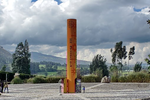 Tourism site on the equator in Cayambe, Ecuador