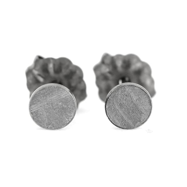 Tiny Titanium and Meteorite Stud Earrings