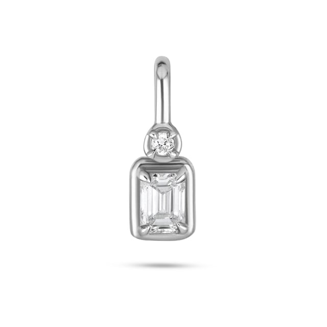 Silver Lab-Created Emerald Diamond Bonbon Charm