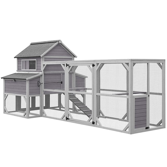 Aivituvin-AIR46 134.5" Extra Large Chicken Coop with Run for 8-10 Chickens ( Inner Space 55.12ft²)