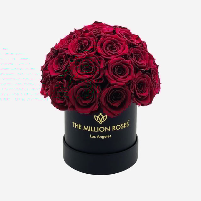 Basic Black Superdome Box | Burgundy Roses