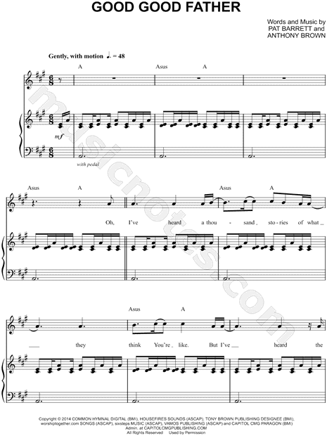Chris Tomlin "Good, Good Father" Sheet Music in A Major (transposable) - Download & Print