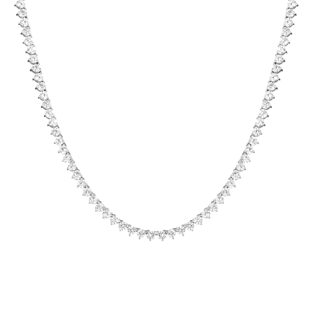 White Sapphire Three-Prong Tennis Necklace
