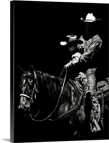 Scratchboard Rodeo II Stretched Canvas Print