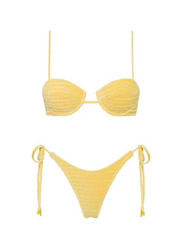 MALA - MACA Yellow Velvet Balconette Bikini Set