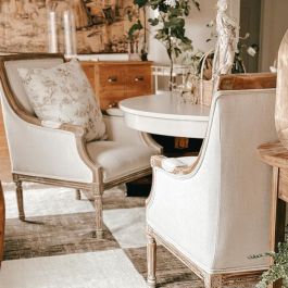 Carved Oak Wood Dining Chair With Cushion