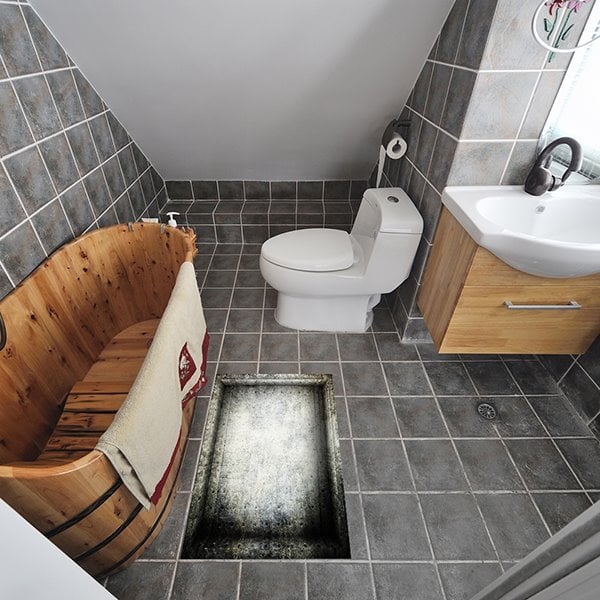 Old Used Mesh Container Slipping-Preventing Water-Proof Bathroom 3D Floor Sticker