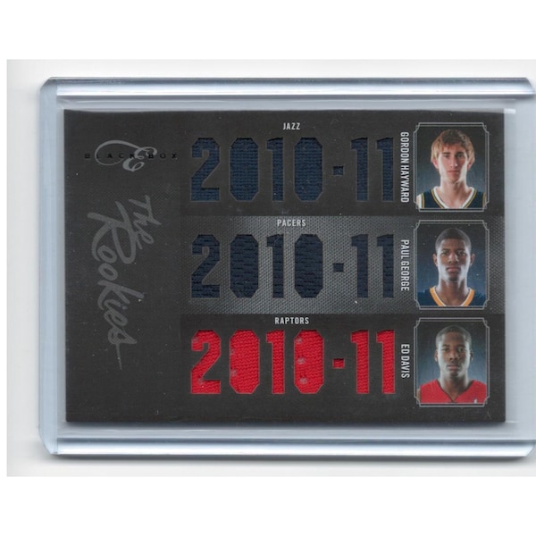 Gordon Hayward Paul George Ed Davis 2011 Elite Black Box Triple Rc Jersey #d /49