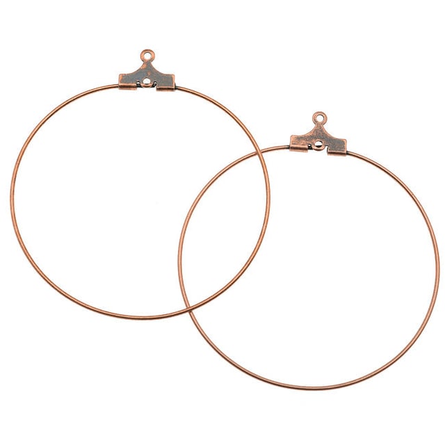 Earring Findings, Beading Hoops with Loop 40mm Diameter, Antiqued Copper Plated (6 Pairs)